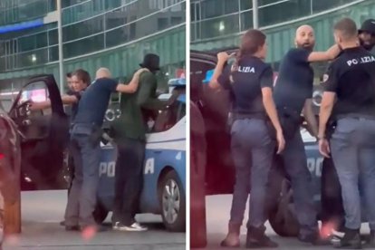 Momento en el que la policía italiana le realizaba un cacheo al jugador Tiémoué Bakayoko.