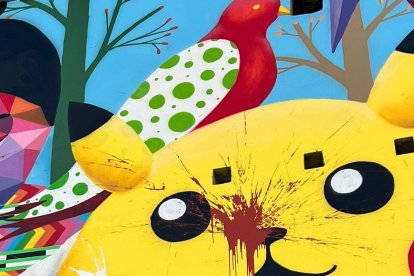 Al Pikachu del mural le lanzaron pintura. Lo dejaron con la ‘ñata’ colorada.