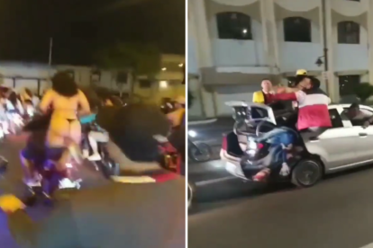 En redes sociales se viralizó el video de unos jóvenes motociclistas que circulaban por las calles céntricas de la ciudad.