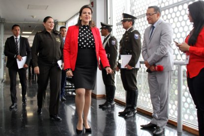 Irany Ramírez (medio) fue parte de la escolta de la exministra de Gobierno, María Paula Romo.