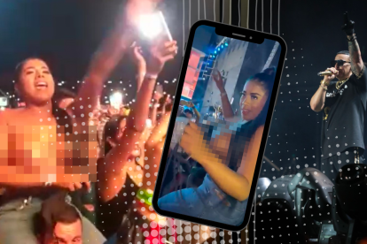 Capturas del video de la joven en el concierto.