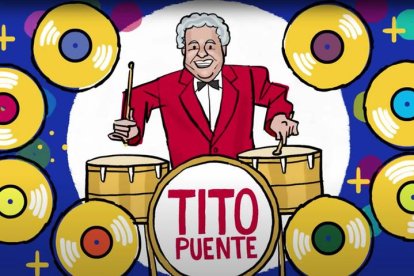 El doodle de Google muestra a Tito Puente con sus timbales.