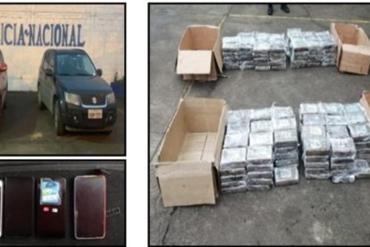 En el vehículo se hallaron 221 paquetes de droga.