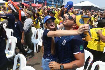 En Guayaquil, miles de hinchas de la Tricolor vieron el partido en los exteriores del estadio Modelo.