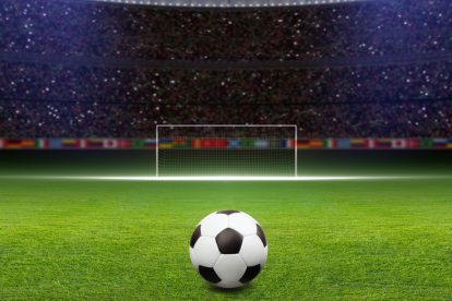 Referencial de un partido de fútbol.