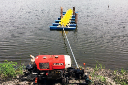 Los motores a Diésel son usados para los sistemas de aireación en las camaroneras.