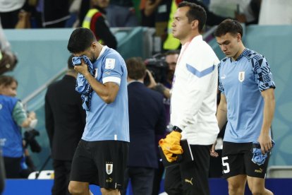 Luis Suárez salió entre lágrimas, tras la eliminación del Mundial.