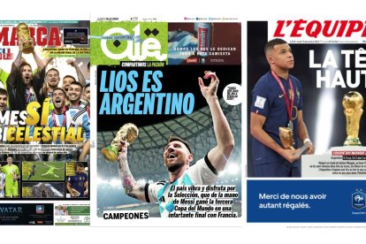 Los medios de varios países resaltaron la figura de Messi, líder de Argentina. La prensa francesa, en cambio, el dolor de Kylian Mbappé.