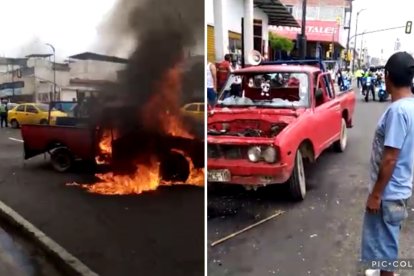 El conductor de una camioneta incendió su vehículo luego de haberse molestado por una supuesta detención de marcha.