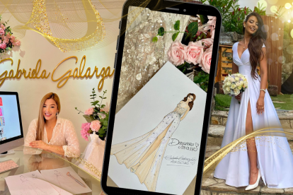 La diseñadora Gabriela Galarza Torres fue la encargada del vestido de la recepción.