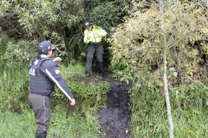 Policías buscaron nuevamente en el Parque Metropolitano del Sur los restos del joven desmembrado.