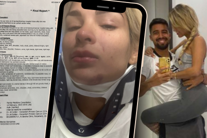 Keviam Cazo lleva collarín.