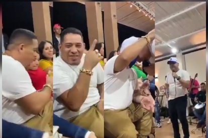 Estas son capturas del vídeo del festejo de Junior Roldán, que circuló en redes sociales.