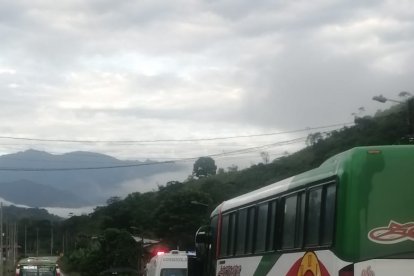 Algunos conductores se bajaron de sus vehículos para ayudarle al motociclista que estaba bajo las llantas del pesado automotor.