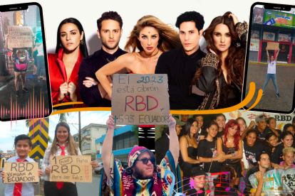 Algunos de los fanáticos que se sumaron para captar la atención de RBD.