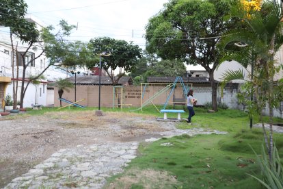 El pequeño parque no es ocupado por niños ni adultos, sino por la maleza y los zancudos.