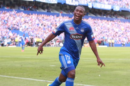 BRAYAN ANGULO, la nueva cara del gol de Emelec. 09102016-EMELEC VS FUERZA AMARILLA/GUAYAQUIL- ECUADOR/ ALEX LIMA / EXPRESO