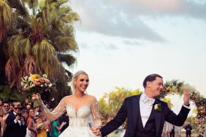 Los novios durante la ceremonia realizada el sábado 4 de marzo de 2023.