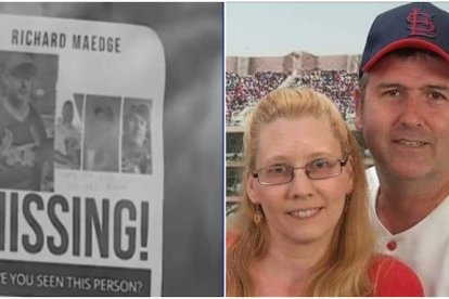 La esposa colocó anuncios de la desaparición de Richard Maedge en todo Illinios. Debido a un olor putrefacto lo halló en el clóset.