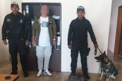 Un perro de la Policía Antinarcóticos ayudó a descubrir a un individuo que transportaba dinero de manera ilícita.