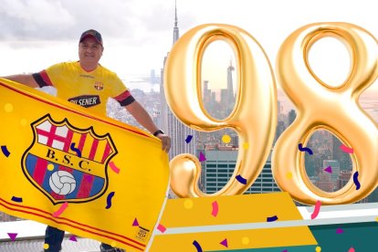 Freddy Lara hincha de Barcelona en Nueva York