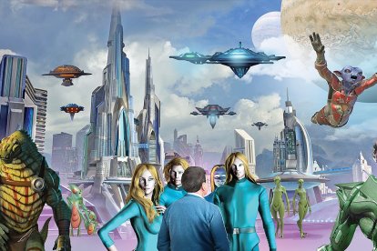 Seres de distintos universos vivirían en paz en el planeta Atmos.