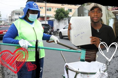 Inés Castañeda  limpia las calles porteñas. Eduardo, su hijo menor, aplaude su esfuerzo.