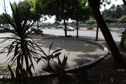 El cuerpo quedó junto a una jardinera ubicada fuera del hotel.