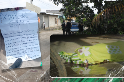 Adrián Andrés Bernita Casierra, de 30 años, tenía los pies encadenados. Su asesinato sería porque se cambió de banda criminal.  Junto al cuerpo de Bernita apareció este panfleto que se atribuye a una organización criminal.