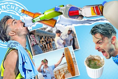 Luego de haber ganado el título en Ecuador, Jack Grealish empezó el  festejo con biela nacional.