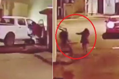 Momento en que intentan secuestrar a la familia al suroriente de Quito