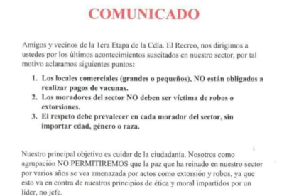 El comunicado fue compartido vía redes sociales.