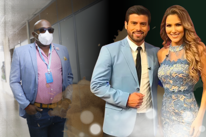 Richard Barker y los presentadores Efraín Ruales (+) y Alejandra Jaramillo.