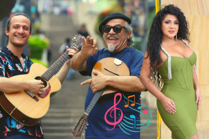 Héctor Napolitano, su hijo Lucas y Lila Flores, tres generaciones de artistas que evocan las celebraciones julianas de su infancia