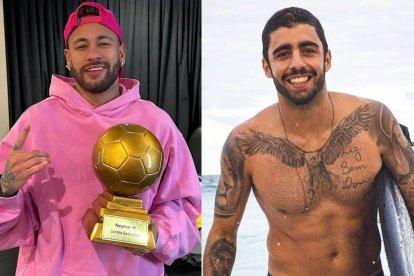 Una influencer brasileña asegura que Neymar (i) tuvo relaciones íntimas con el surfista Pedro Scooby (d).