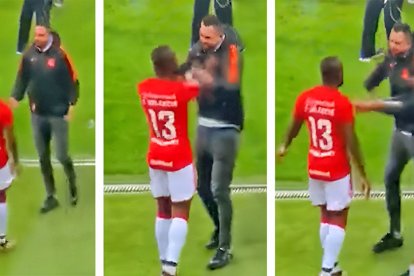 Enner Valencia empujó a Magrao, coordinador deportivo del Inter de Porto Alegre, tras el empate frente al Corinthians.