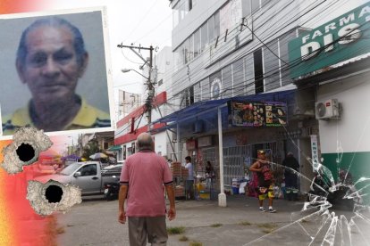 Parado afuera de esta tienda de abarrotes se encontraba don Justo Aurelio Chipe Salazar, de 86 años, cuando recibió el disparo.