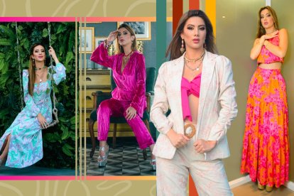 Si no te quieres arriesgar por el rosa elige un estampado con este color.