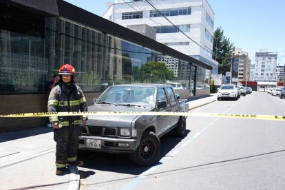 El ambiente en los exteriores del edificio público, en Quito.