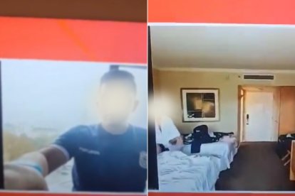 Captura del blooper en que el periodista no se percata de su acompañante sale en la transmisión.