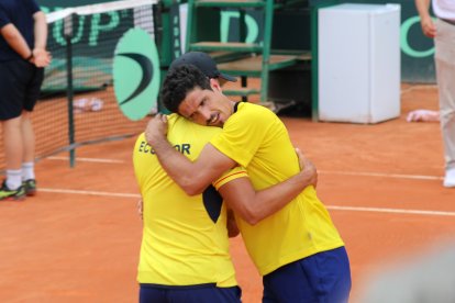 Emilio Gómez celebra tras firmar el 1-3 ante Mónaco este sábado 16 de septiembre.