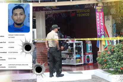 Édison Monar Torres (en el círculo) estaba cerca del centro comercial al que llegaron a disparar.  Recibió dos balazos y murió.