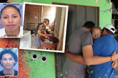 Clemencia Dume Macías recibe el consuelo de sus seres queridos. El asesinato de su hija menor la tiene devastada.