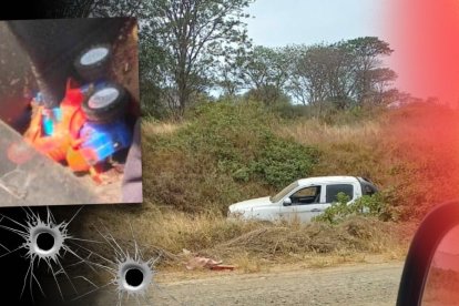 El carrito de plástico del niño quedó junto a su cuerpo. Él y su papá iban en esta camioneta.