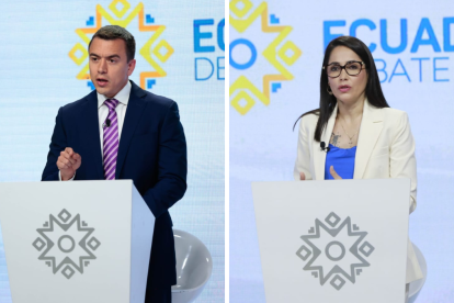 González y Noboa tratan economía, seguridad y política en debate presidencial de Ecuador.