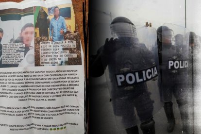 En el panfleto aparecen las imágenes de los uniformados.