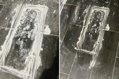 Evidencia de la silueta que hace alusión a la Santa Muerte.