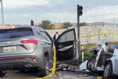 El choque de los vehículos se produjo en el sector de la parroquia Calpi, en Riobamba.