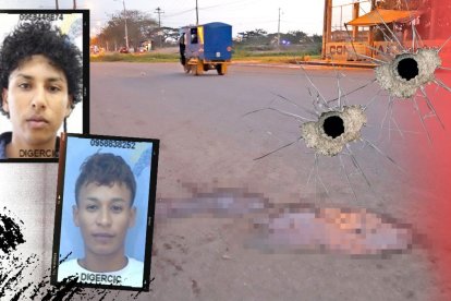 Isaac Jiménez (arriba) y Elías Menéndes fueron asesinados en este lugar.