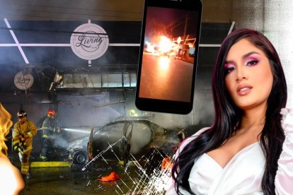 El estallido del carro afectó la fachada de la discoteca. Bomberos atendieron la emergencia.